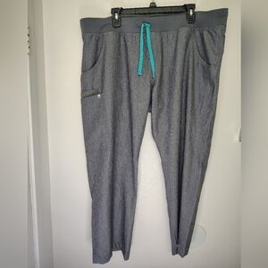 FIGS Women's Pants XXL Gray Cade Cargo Scrubs Technical Collection Drawstring